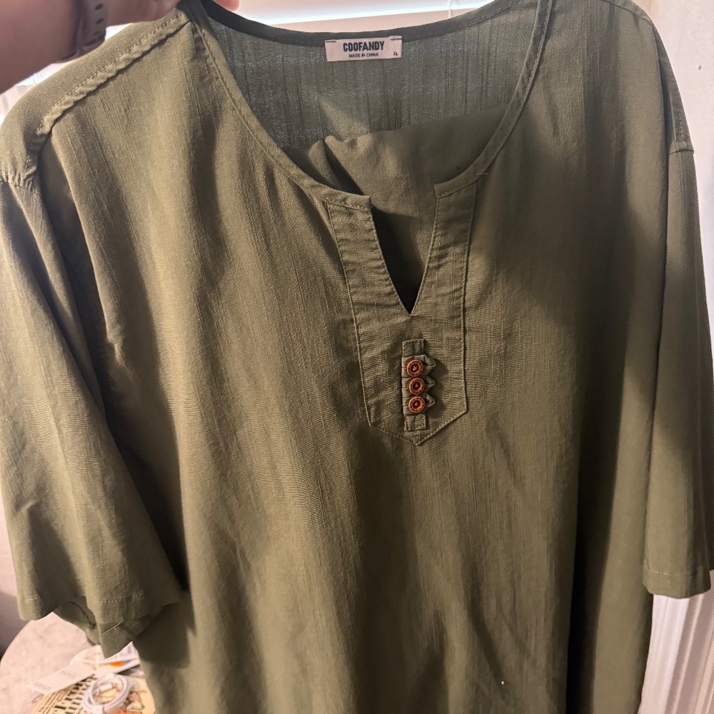 COOFANDY 2 piece green linen set